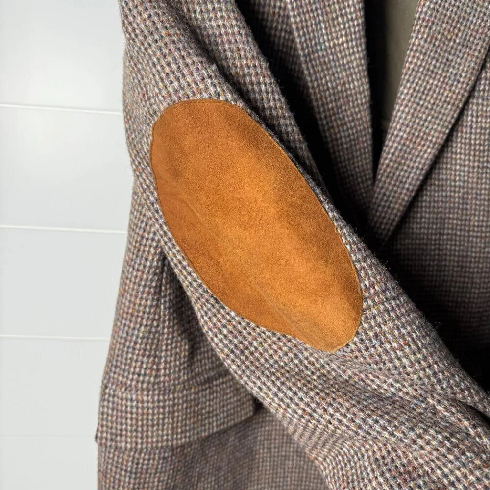 Harris Tweed Blazer Mens Brown Beige Pure Scottish Wool Herringbone Tweed